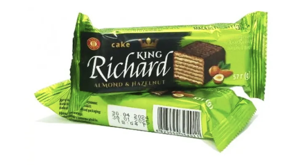 Торт вафельний King Richard ХБФ мигдаль та фундук 57г